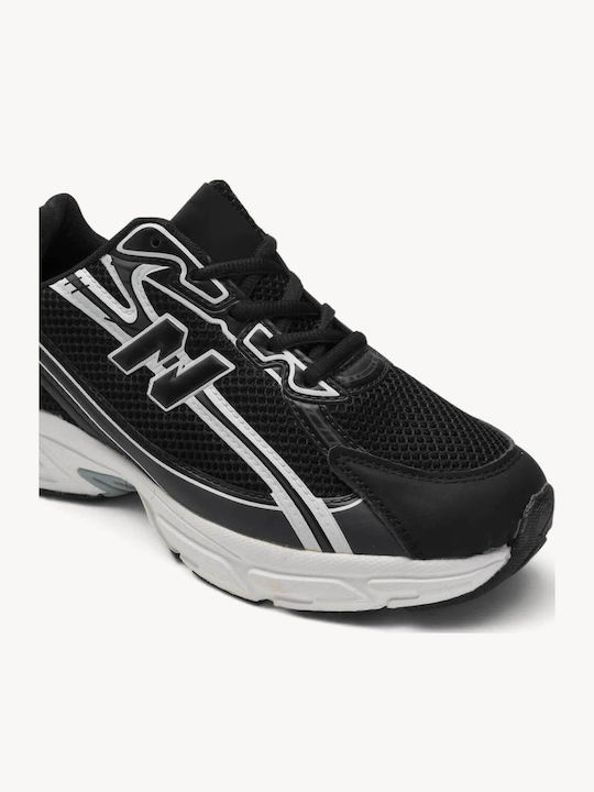 Schwarze Chunky Sneakers Mit Schichtpaneelen K Geformte Sohlen