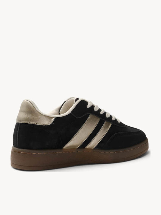 Schwarze Retro Sneakers Mit Dreifach Streifen Gummi Sohle