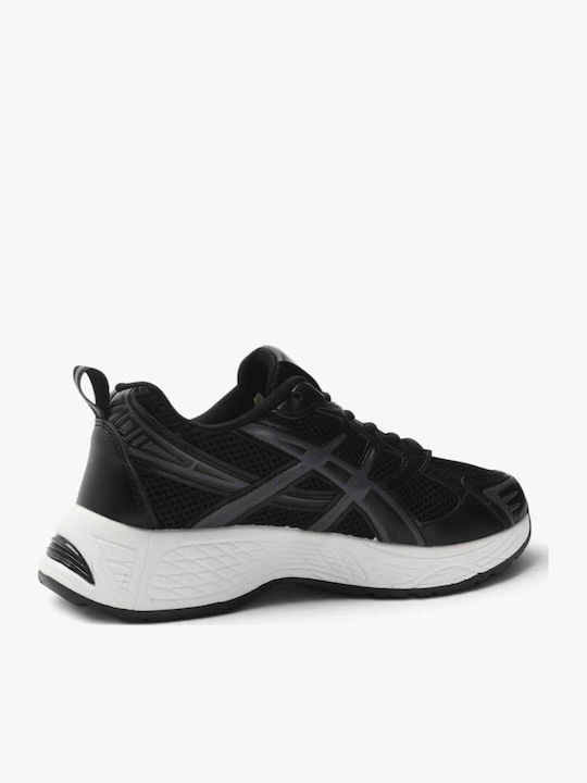 Schwarze Sneakers Mesh Panel Mehrlagige Sohle