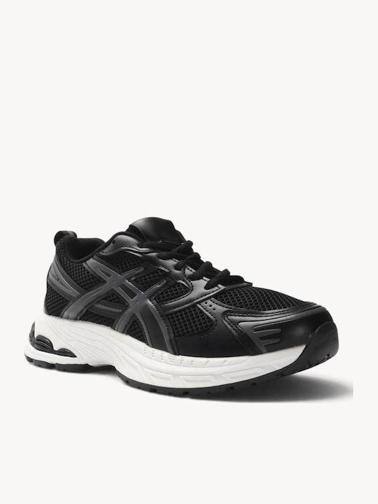 Schwarze Sneakers Mesh Panel Mehrlagige Sohle
