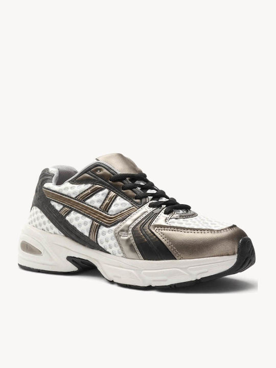 Schwarze Retro Runner Sneakers Mesh Technische Paneele
