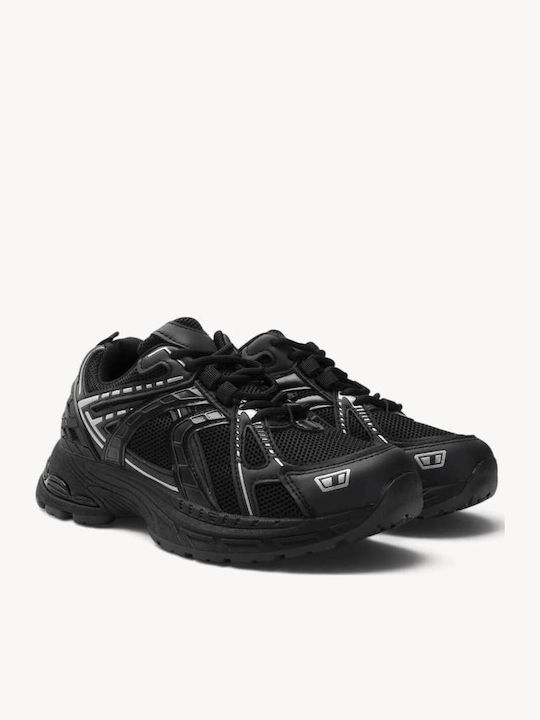 Schwarze Sneakers Mesh Mehrlagige Technische Panels