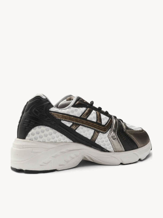 Schwarze Retro Runner Sneakers Mesh Technische Paneele