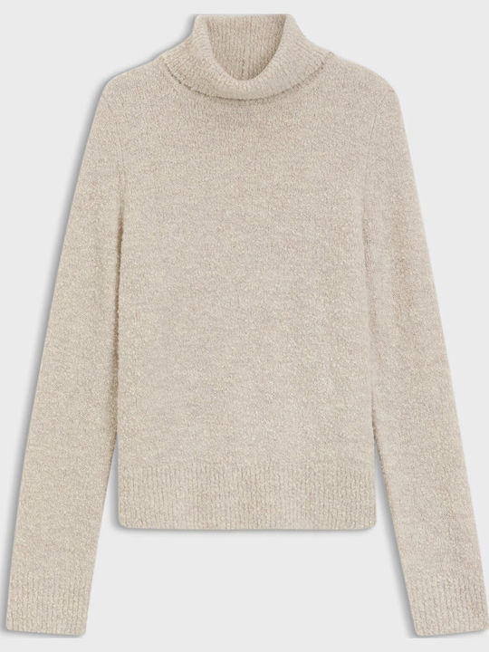 Women's Woolen Turtleneck Sweater Beige