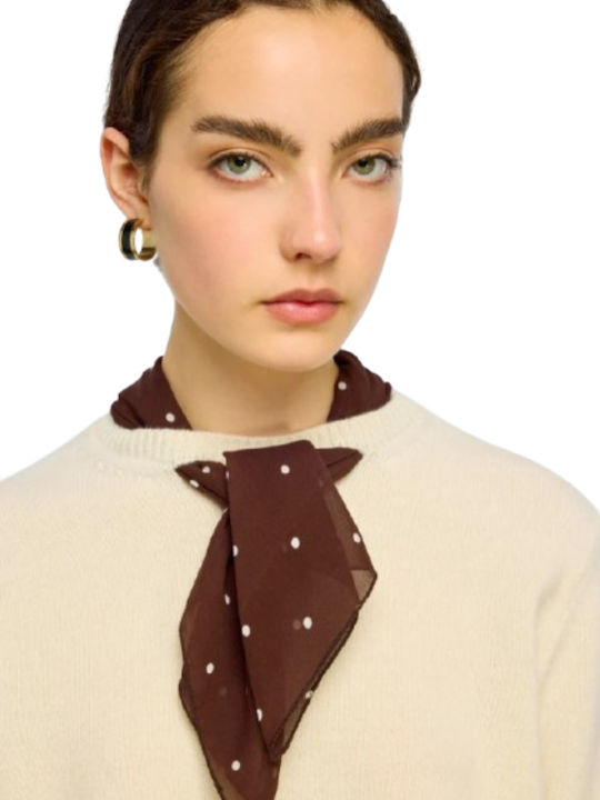 Women's Sweater with 3/4 Sleeves Polka Dot Ecru/Brown