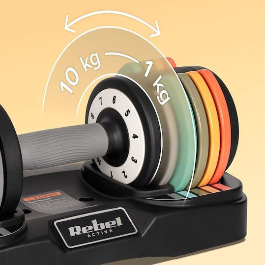 Rebel Active Hantelset 2x 10kg Verstellbar mit Ständer