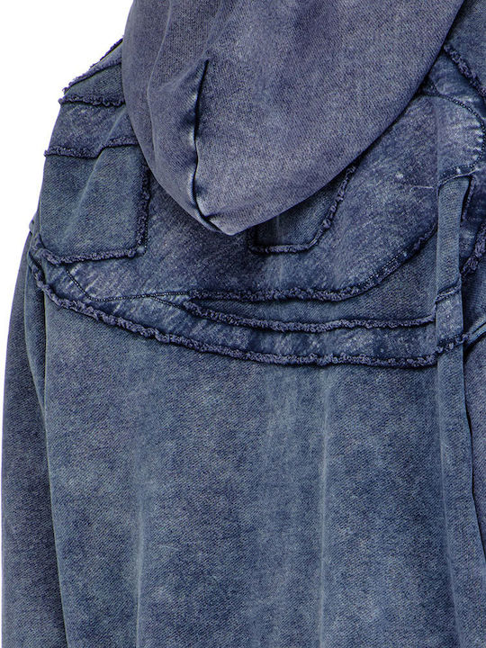Hooded Cardigan Blue