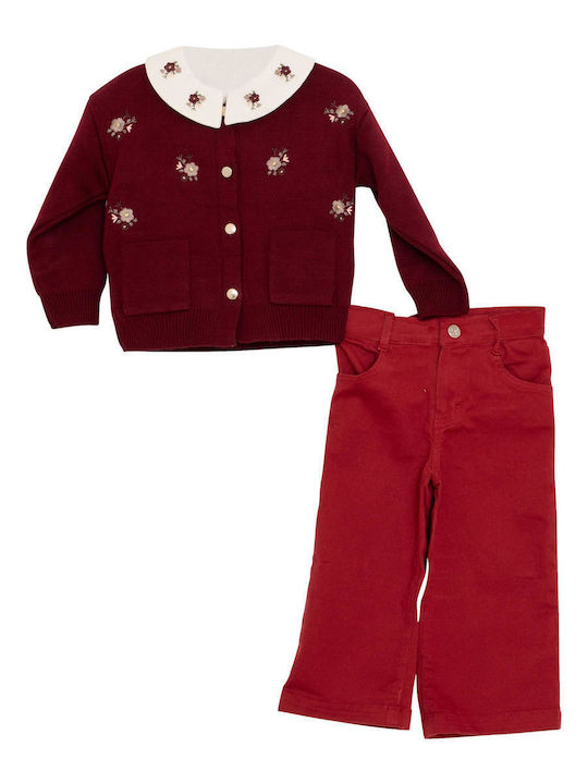 Kids Burgundy Sweatpants Set 3 Pieces