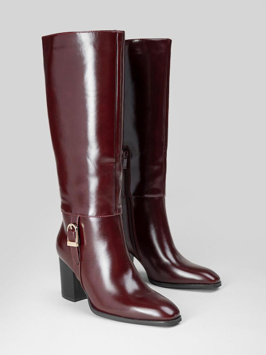 Damenstiefel mit Hohem Absatz Burgundisch