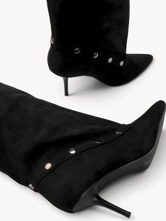 Schwarze Damenstiefel mit Schrägem Saum Trucker Ankle