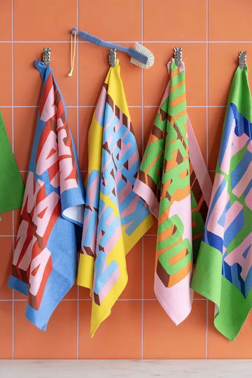 Kitsch Kitchen Streetstyle Πετσέτα Κουζίνας από 100% Βαμβάκι σε Κίτρινο Χρώμα 50x70cm
