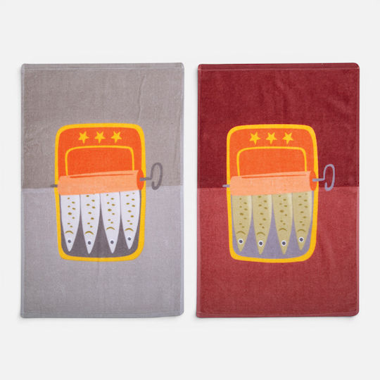 Nef-Nef Homeware Sardines Чаена кърпа от 100% Памук в Сив Цвят 40x60cm Nef-Nef Homeware Sardines Чаена кърпа от 100% Памук в Сив Цвят 40x60cm
