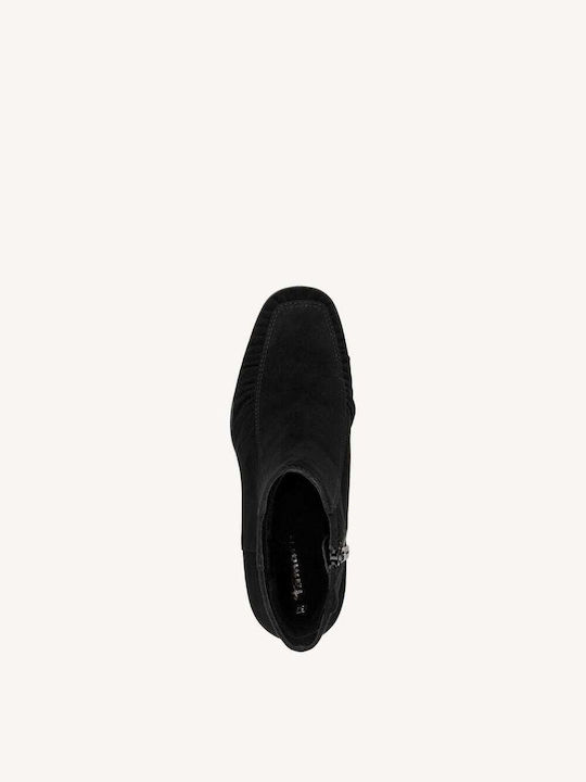 Leder Damen Stiefeletten Ankle Boots mit hohem Absatz Schwarz