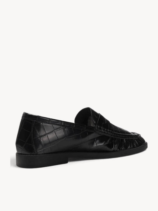 Черен Мокасини Croco С Релефна Текстура Шев Moccasin