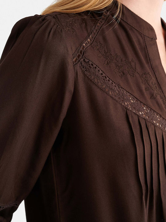 Long Sleeve Women's Shirt Brown Monochrome