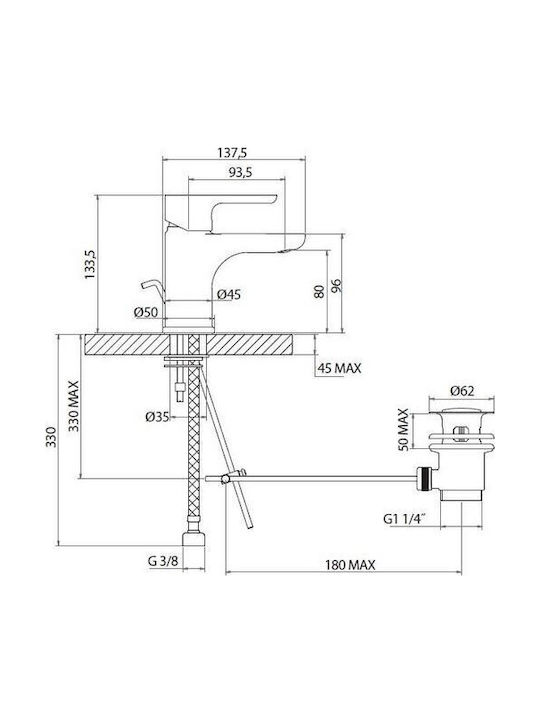 Kolossos Mixing Sink Faucet Tall Bronze