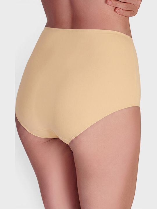 Βαμβακερά Ψηλόμεσα Γυναικεία Slip 3Pack Μπέζ/λευκό