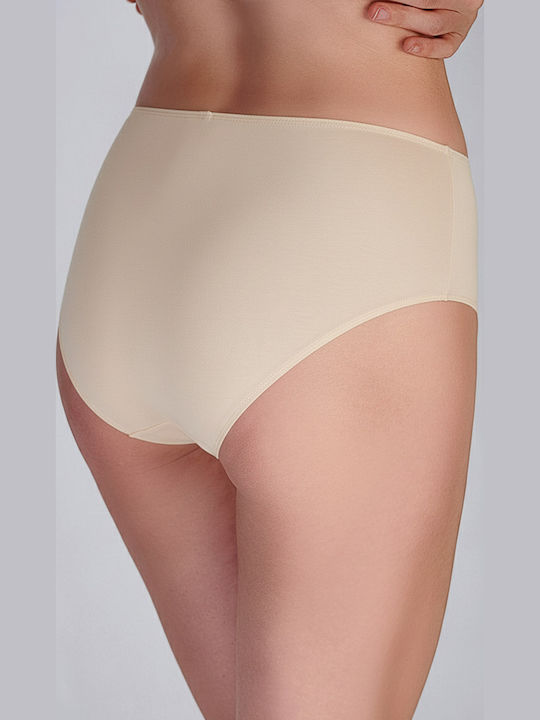 Βαμβακερά Ψηλόμεσα Γυναικεία Slip 3Pack Μπέζ/λευκό