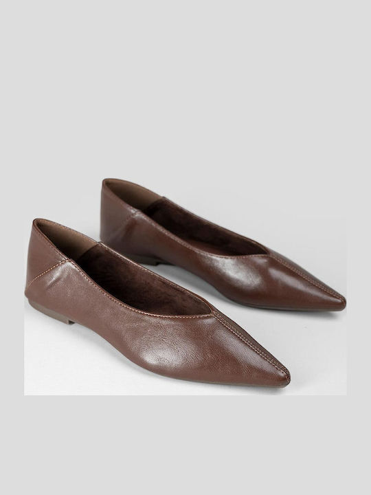 Damen Ballerinas Spitz zulaufend Braune