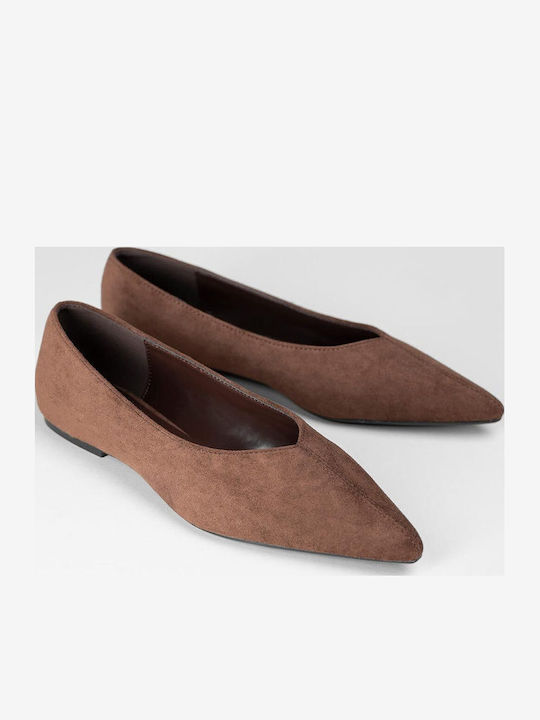 Super Mode Wildleder Damen Ballerinas Spitz zulaufend Braun