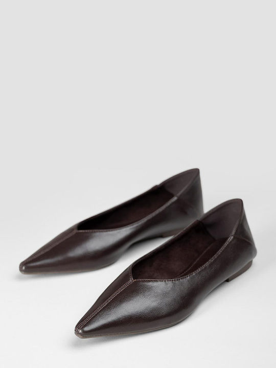 Damen Ballerinas Spitz zulaufend Braune