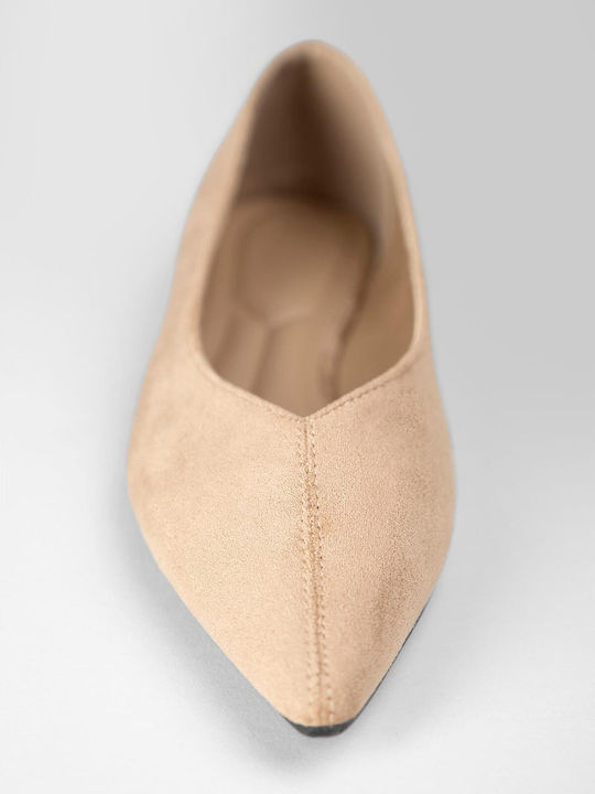 Super Mode Wildleder Damen Ballerinas Spitz zulaufend Braun