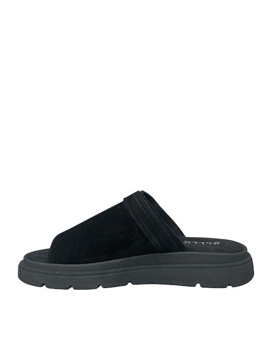 Damentliche Leder Flache Sandalen Schwarz GY-08451-1-3