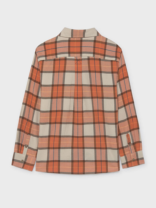 Kids Checked Long-sleeved Shirt Orange