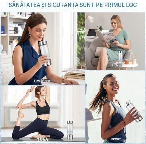 Arvada Hydrogo Sticlă pentru Prepararea Apei Îmbogățite cu Hidrogen 420 Ml Tehnologie de Electroliză Recipient din Sticlă Borosilicată Încărcare Usb Operare cu Un Singur Buton