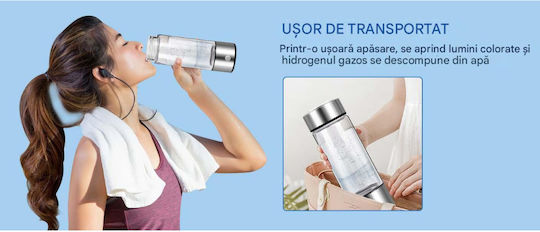 Arvada Hydrogo Sticlă pentru Prepararea Apei Îmbogățite cu Hidrogen 420 Ml Tehnologie de Electroliză Recipient din Sticlă Borosilicată Încărcare Usb Operare cu Un Singur Buton