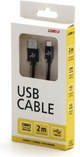 Logo Collection Regulär USB 2.0 auf Micro-USB-Kabel Schwarz 2m 1Stück