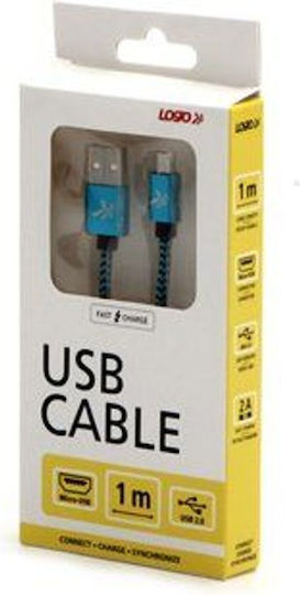 Logo Collection Regular USB 2.0 spre micro USB Cablu Albastru 1m 1buc