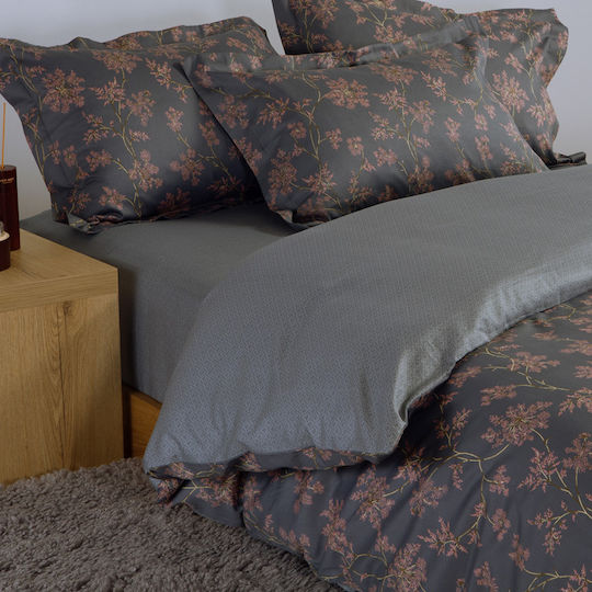 Nef-Nef Homeware Подредба Плик За Завивка 100% Памук 240x230см Двойна С 2 Калъфки За Възглавници Foxy Сив/Син