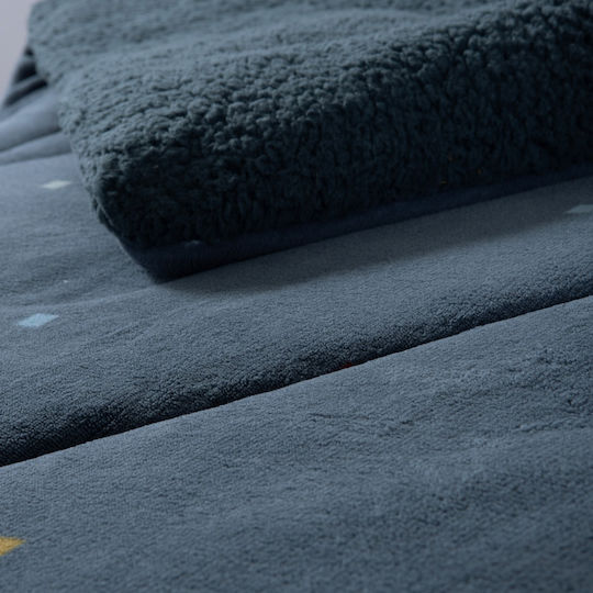Nef-Nef Homeware Kinderbettdecken Set Einzeln mit Kissenbezug Dots Blau Blau 160x220cm