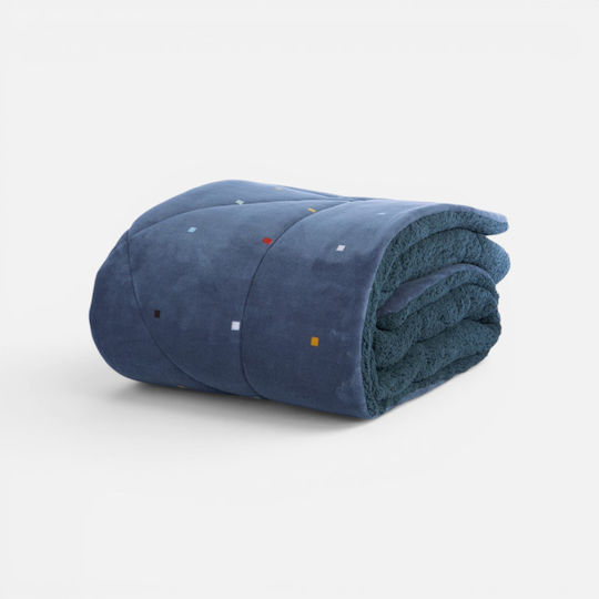 Nef-Nef Homeware Kinderbettdecken Set Einzeln mit Kissenbezug Dots Blau Blau 160x220cm