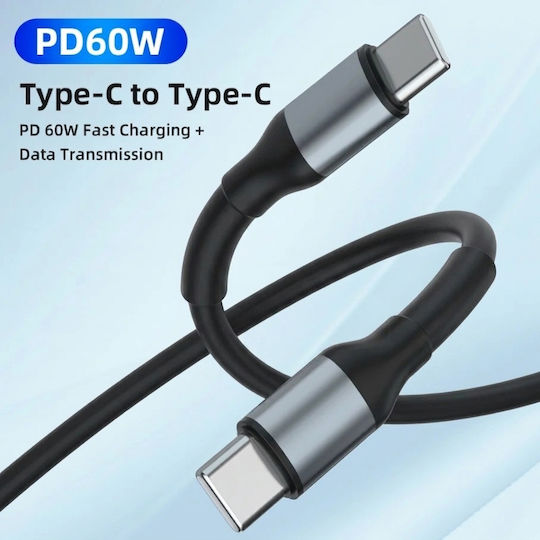 Leewello USB 2.0 Cable USB-C male - USB-C 60W Μαύρο 2m LW-031