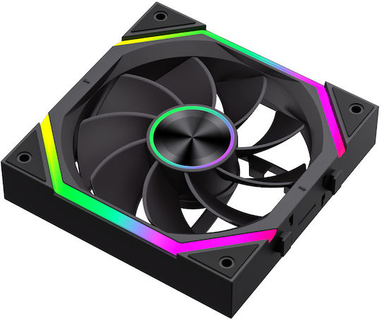 GameMax FN12A-N2 Обратен Перкa Вентилатор за Кутия 120mm (2000rpm / 58.6cfm) с RGB Осветление и Свързване 3-Pin / 4-Pin PWM 3бр