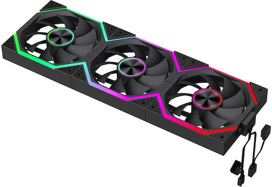 GameMax FN12A-N2 Вентилатор за кутия 120mm (2000rpm / 58.6cfm) с RGB Осветление и Свързване 3-Pin / 4-Pin PWM 3бр