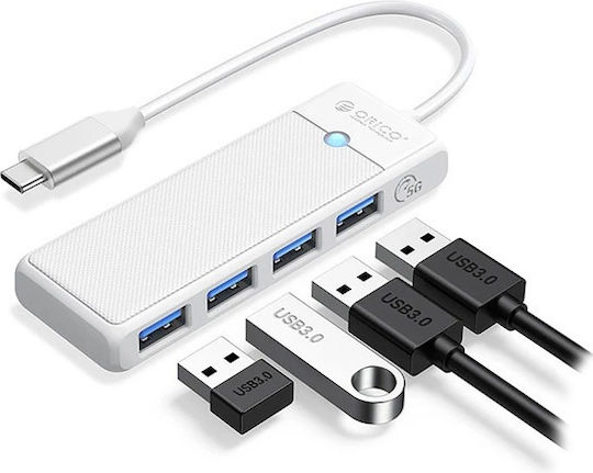 Orico Hub 4 de Porturi USB 3.0 cu Conectare USB-C Alb