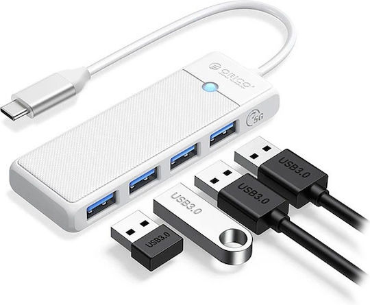 Orico Hub 4 Θυρών USB 3.0 με σύνδεση USB-C Λευκό