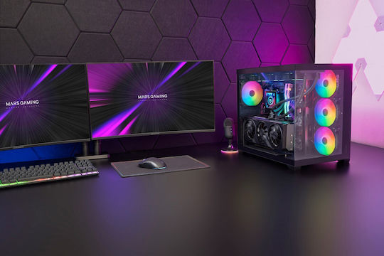 Tacens MCV5 Gaming Midi-Turm Computergehäuse mit Seitenfenster Schwarz