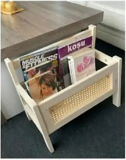 Bibliotecă de Pardoseală Din Lemn Bej 49x41x28cm