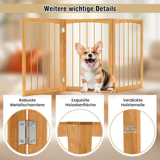 Costway Divider De Verandă Din Lemn Pentru Câine Cu 3 Panouri