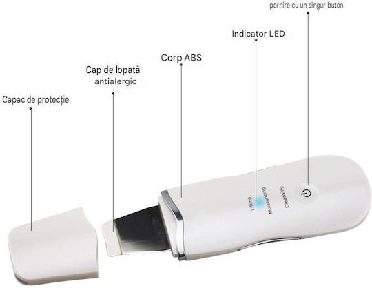Arvada Skin Pro Spatulă Ultrasonică Profesională Pentru Curățarea Feței Exfoliere Îndepărtarea Punctelor Negre și a Sebumului 3 Moduri Inteligente Reîncărcabilă Usb Pentru Toate Tipurile De Ten Alb