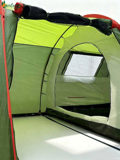 Cort Camping Tunel Verde 4 Anotimpuri pentru 3 Persoane 370x220x150cm