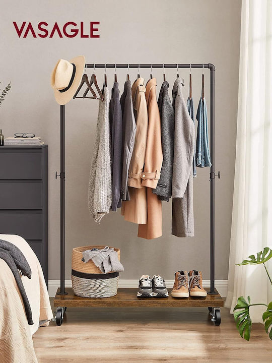 Vasagle Cu Roți Rack Pentru Îmbrăcăminte Din Metal Maro 104x40x162cm