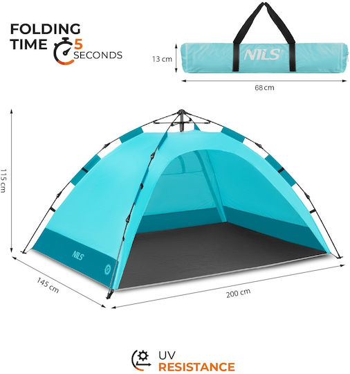 Nils Cort Camping Pop Up Albastru 200x145x115cm