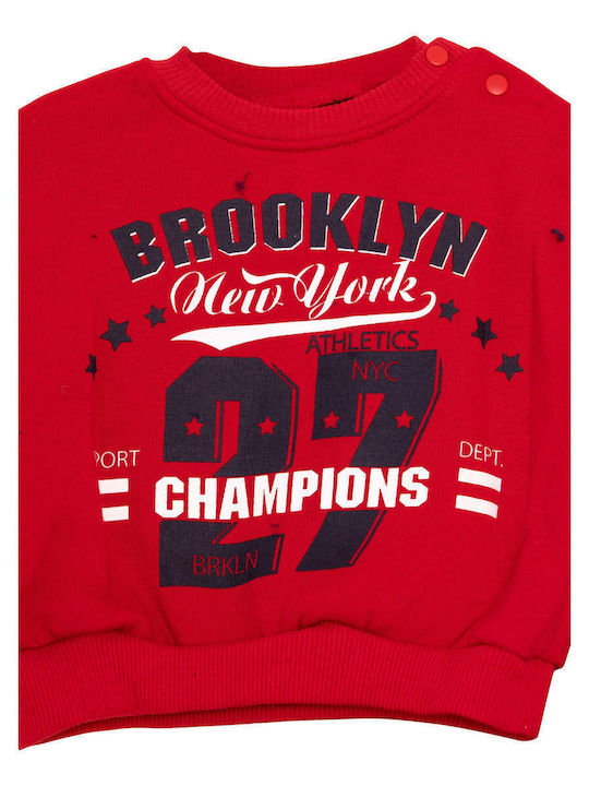 Kids Sweatpants Set Red 3 Pieces