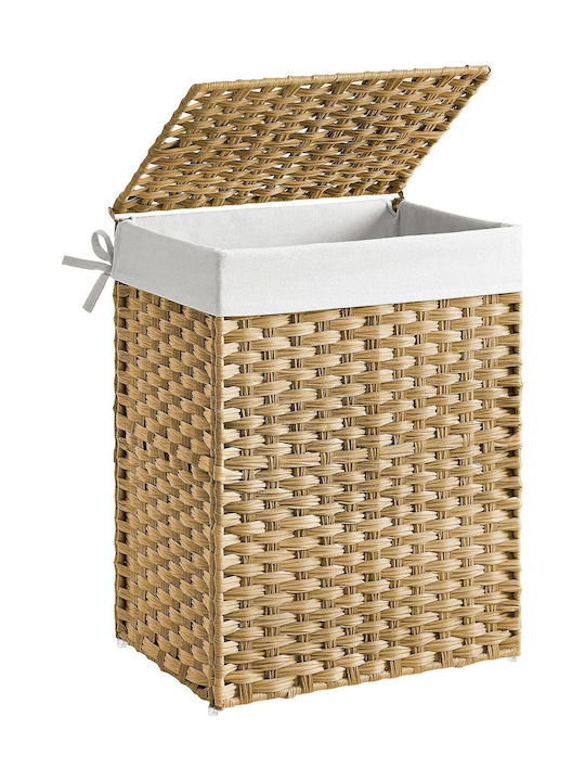 Songmics Coș de rufe Din paie 90lt cu capac 46x33x60cm Songmics Coș de rufe Din paie 90lt cu capac 46x33x60cm