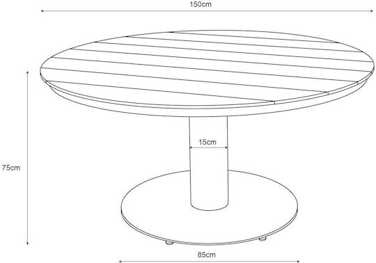Outdoor Aluminum Garden Table Beige 150x150x73cm
